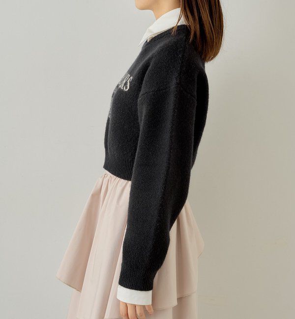  「【REVIVAL/WEB限定】襟取り外しロゴジャガードショートニット」|ニット・セーター|