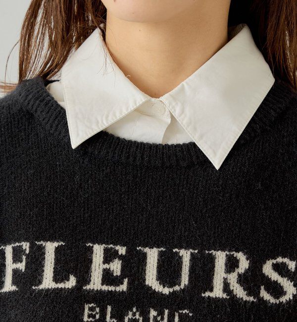  「【REVIVAL/WEB限定】襟取り外しロゴジャガードショートニット」|ニット・セーター|