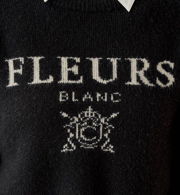  「【REVIVAL/WEB限定】襟取り外しロゴジャガードショートニット」|ニット・セーター|