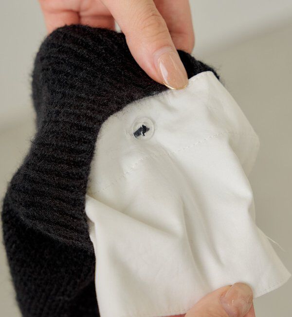  「【REVIVAL/WEB限定】襟取り外しロゴジャガードショートニット」|ニット・セーター|