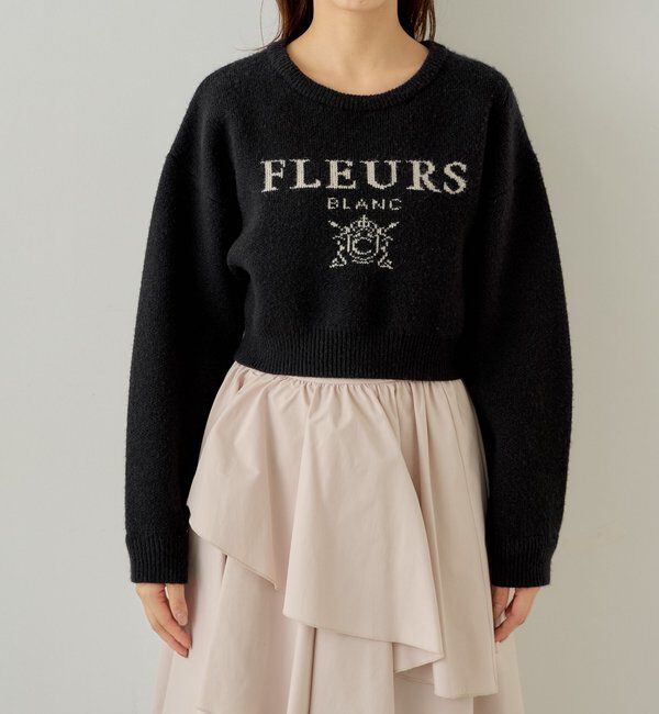  「【REVIVAL/WEB限定】襟取り外しロゴジャガードショートニット」|ニット・セーター|