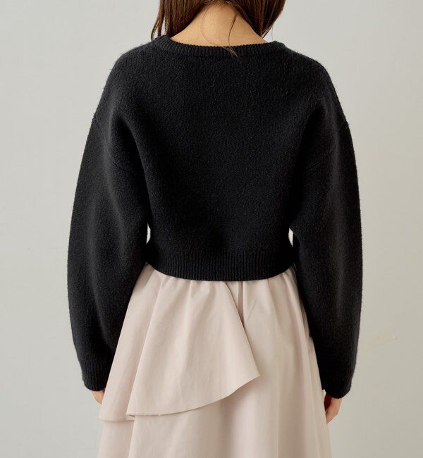  「【REVIVAL/WEB限定】襟取り外しロゴジャガードショートニット」|ニット・セーター|