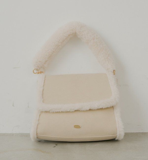  「ファーハンドルフラップバッグ」|ショルダー・メッセンジャー|アイボリー