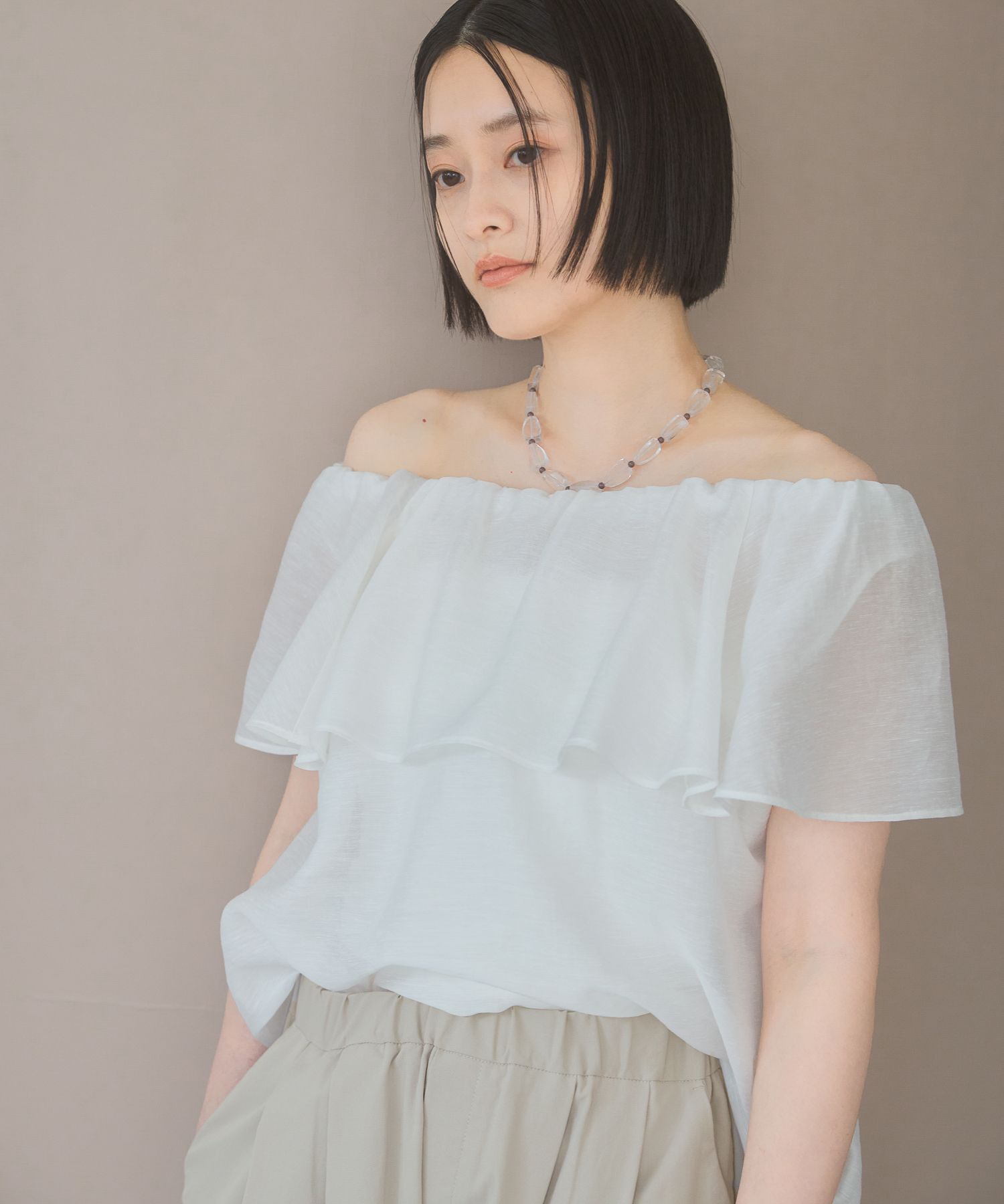A part by 「リネンフリルブラウスフレンチスリーブ」|シャツ・ブラウス|