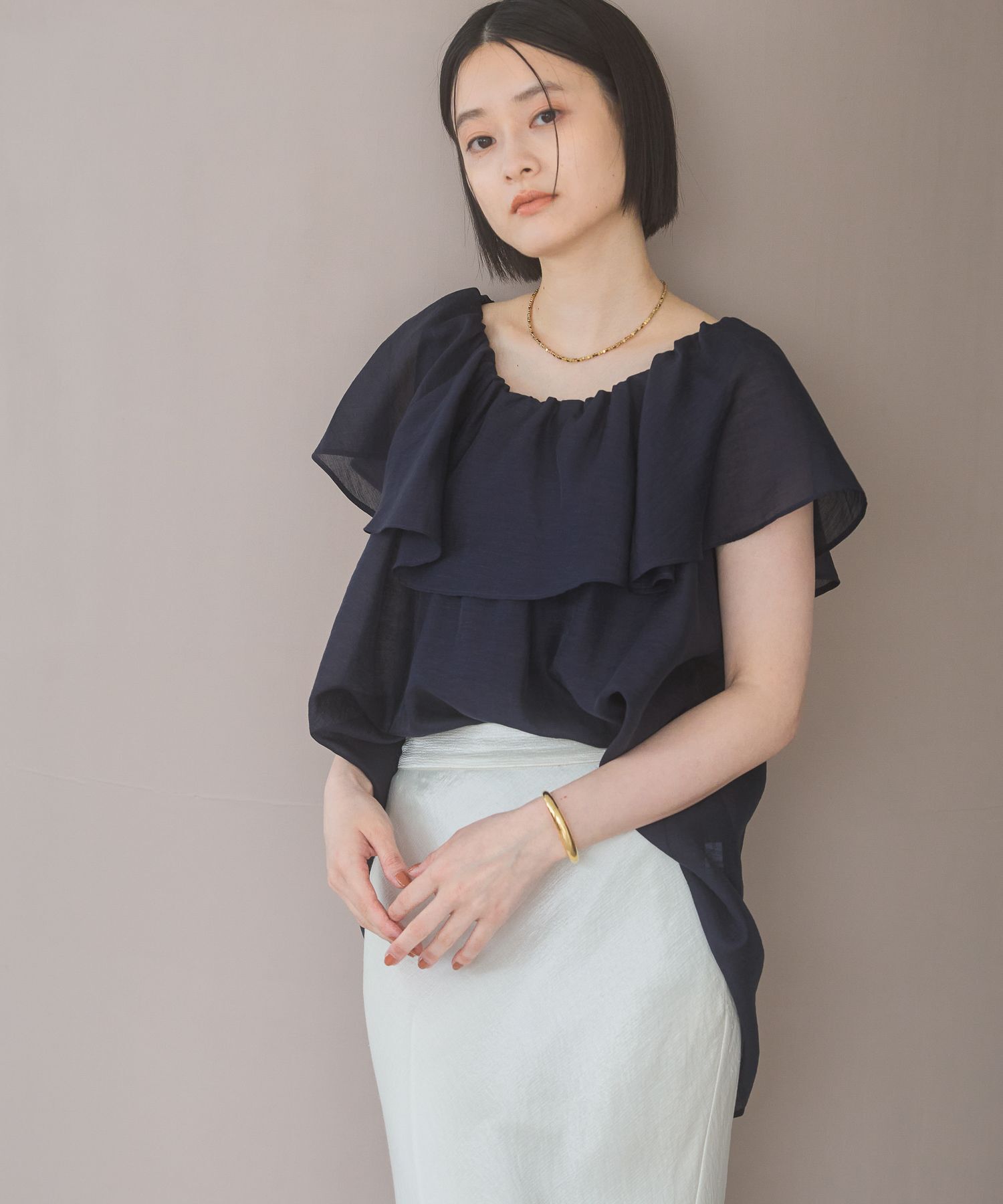 A part by 「リネンフリルブラウスフレンチスリーブ」|シャツ・ブラウス|