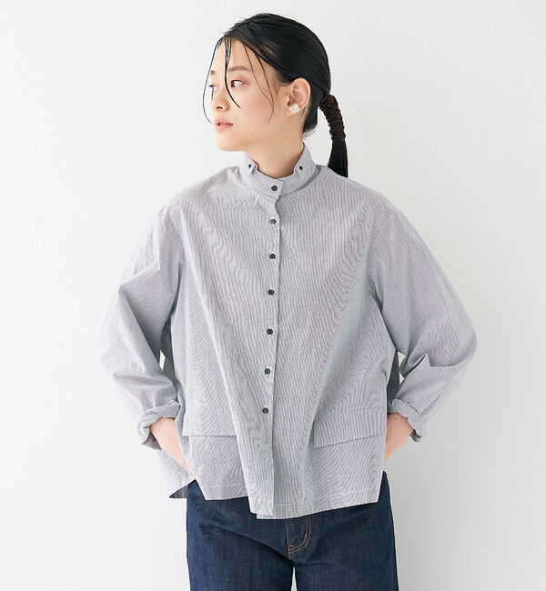 collex「＜手洗い可＞ウェーブストライプブラウス」|シャツ・ブラウス|ブラック系その他1