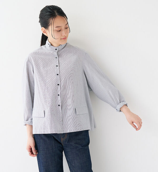 collex「＜手洗い可＞ウェーブストライプブラウス」|シャツ・ブラウス|