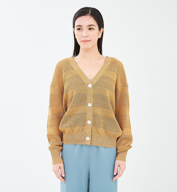 collex「レーシーボーダーVネックカーディガン」|カーディガン|