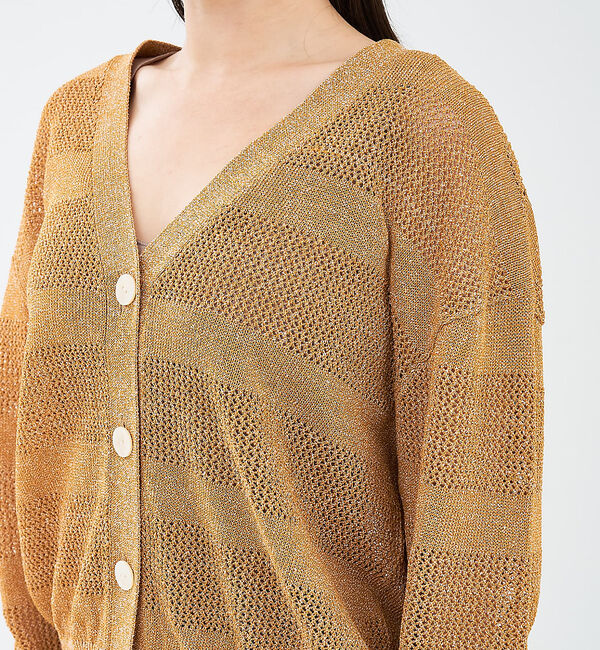 collex「レーシーボーダーVネックカーディガン」|カーディガン|