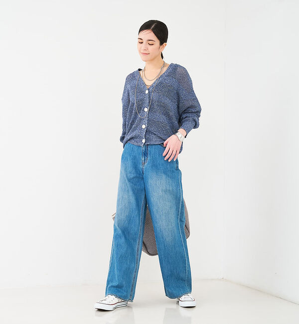 collex「レーシーボーダーVネックカーディガン」|カーディガン|