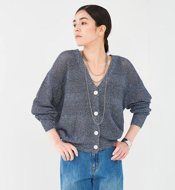 collex「レーシーボーダーVネックカーディガン」|カーディガン|