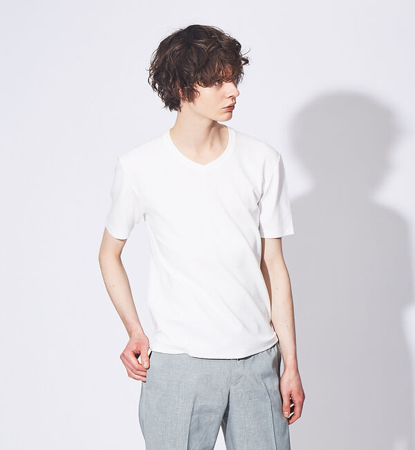 ABAHOUSE「【FLEX COOL】超接触冷感 スムースVネック Tシャツ」|Tシャツ・カットソー|オフホワイト