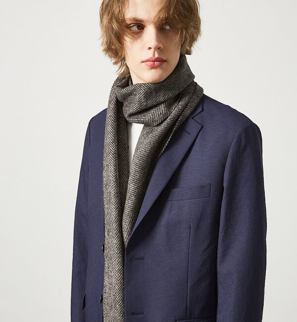 ABAHOUSE「【TWEED MILL/ツイードミル】ラムウールチェック柄ストール/ユニセックス」|マフラー|グレー