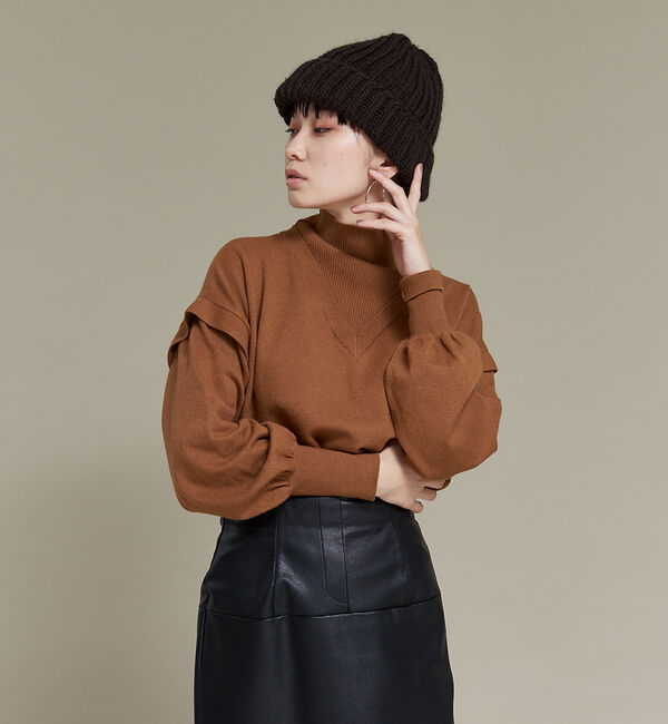 NOMINE「レイヤード風タートルニット」|ニット・セーター|キャメル