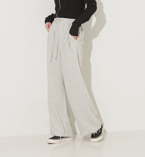 NOMINE「【セットアップ対応】 サマーツイードワイドパンツ」|スラックス|オフホワイト