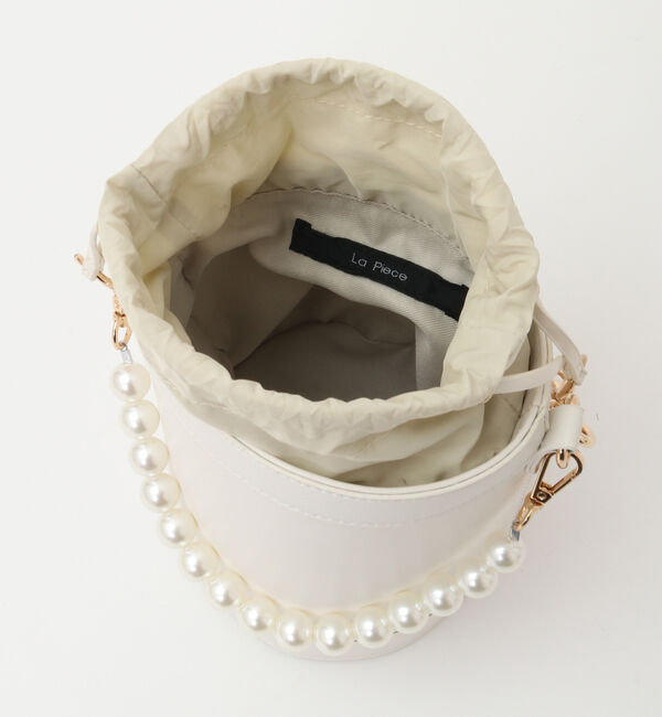  「パール&チェーンハンドルバケツバッグ」|ハンドバッグ|