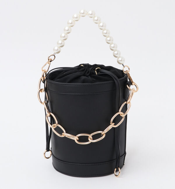  「パール&チェーンハンドルバケツバッグ」|ハンドバッグ|