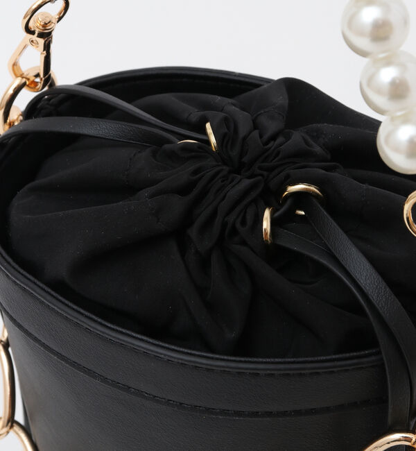  「パール&チェーンハンドルバケツバッグ」|ハンドバッグ|