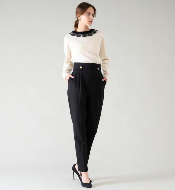 TIARA「バイカラーVネックレースニット」|ニット・セーター|