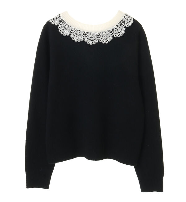 TIARA「バイカラーVネックレースニット」|ニット・セーター|