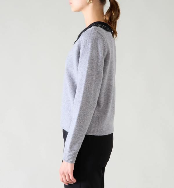 TIARA「バイカラーVネックレースニット」|ニット・セーター|