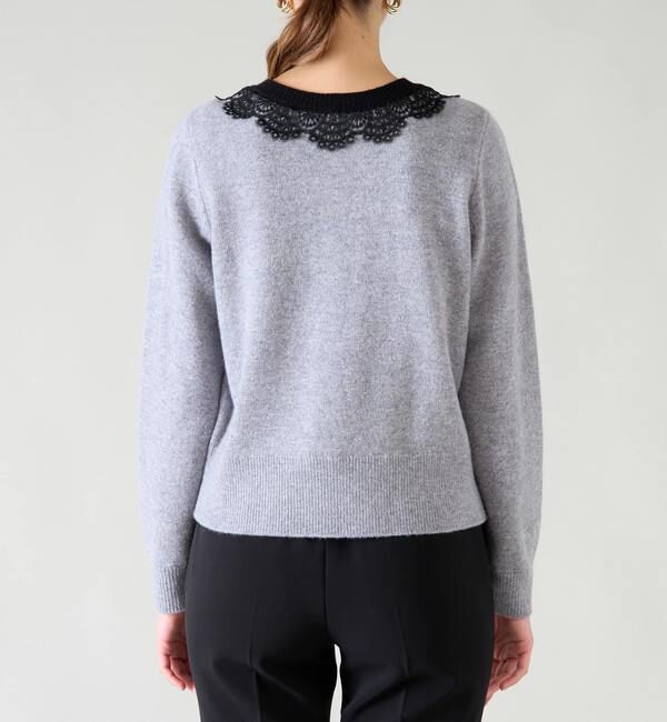 TIARA「バイカラーVネックレースニット」|ニット・セーター|