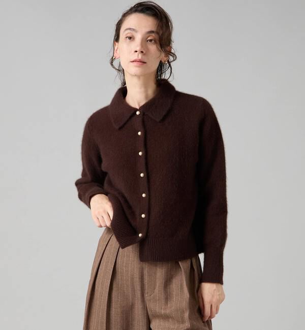 Liesse「フォックスウール襟付きクロップドカーディガン」|カーディガン|