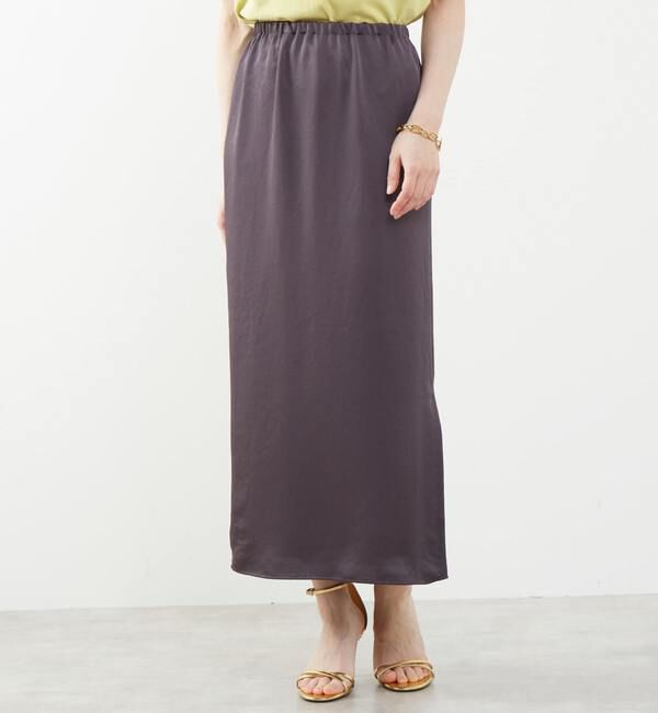 Soffitto「《定番》ウエストオールゴムサテンスカート」|スカート|チャコールグレー