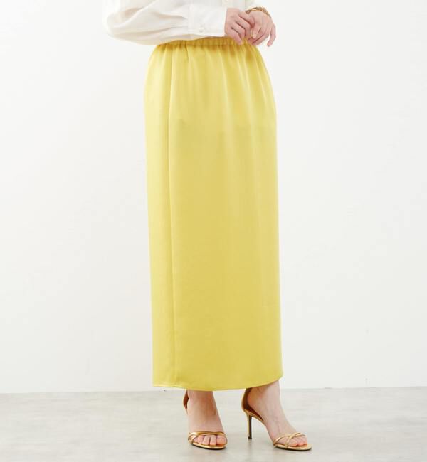 Soffitto「《定番》ウエストオールゴムサテンスカート」|スカート|イエロー