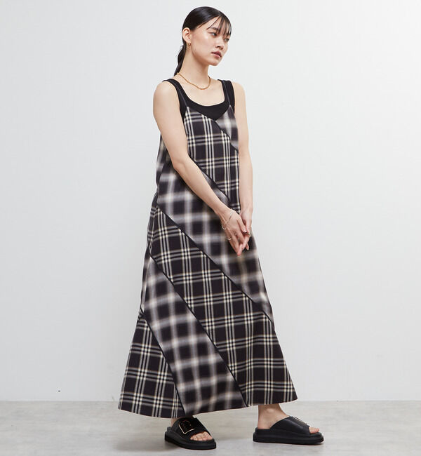 Soffitto「パターン切り替えチェックワンピース」|ワンピース|