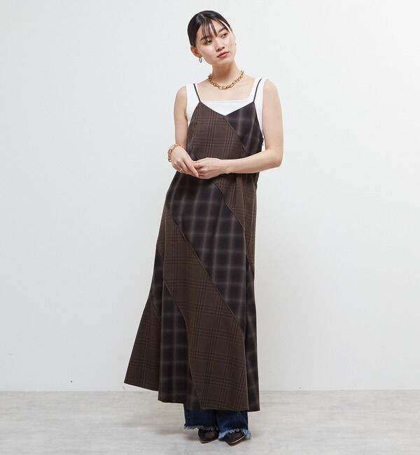 Soffitto「パターン切り替えチェックワンピース」|ワンピース|