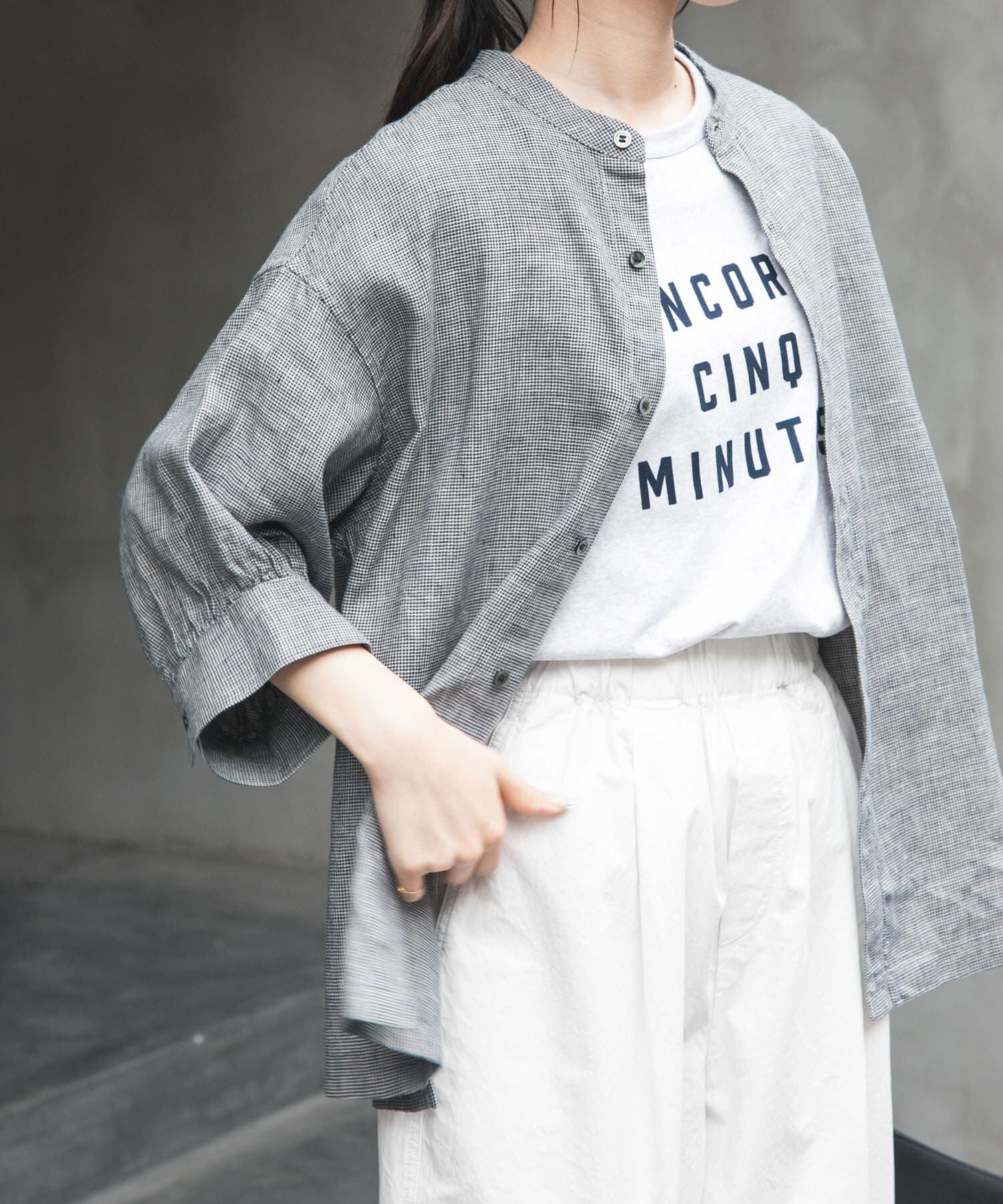 URBAN RESEARCH DOORS「FORK&SPOON　コットンリネンギャザースリーブシャツ」|シャツ・ブラウス|