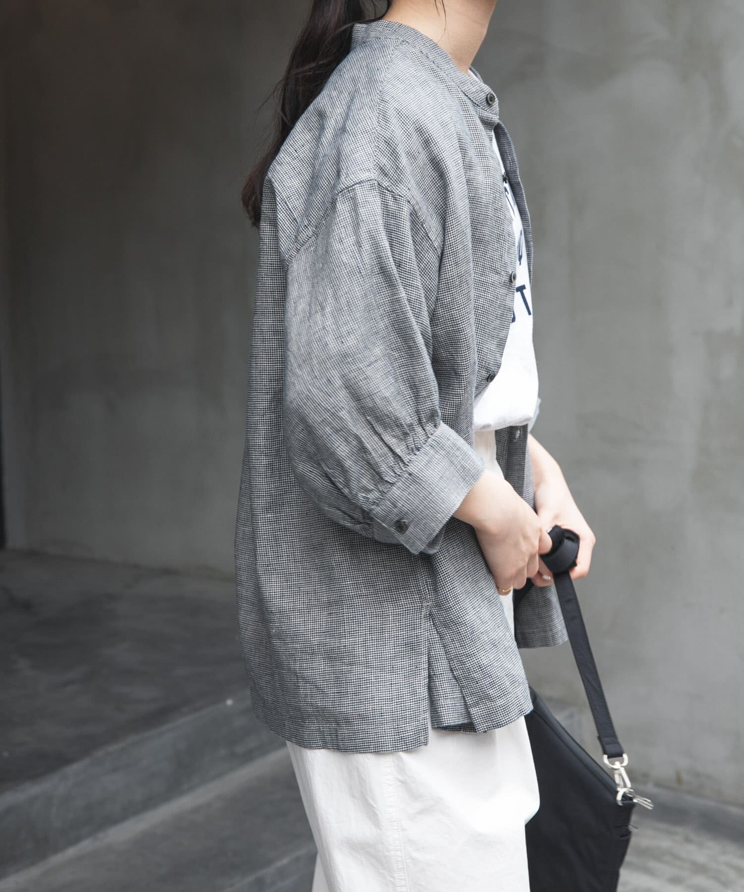 URBAN RESEARCH DOORS「FORK&SPOON　コットンリネンギャザースリーブシャツ」|シャツ・ブラウス|