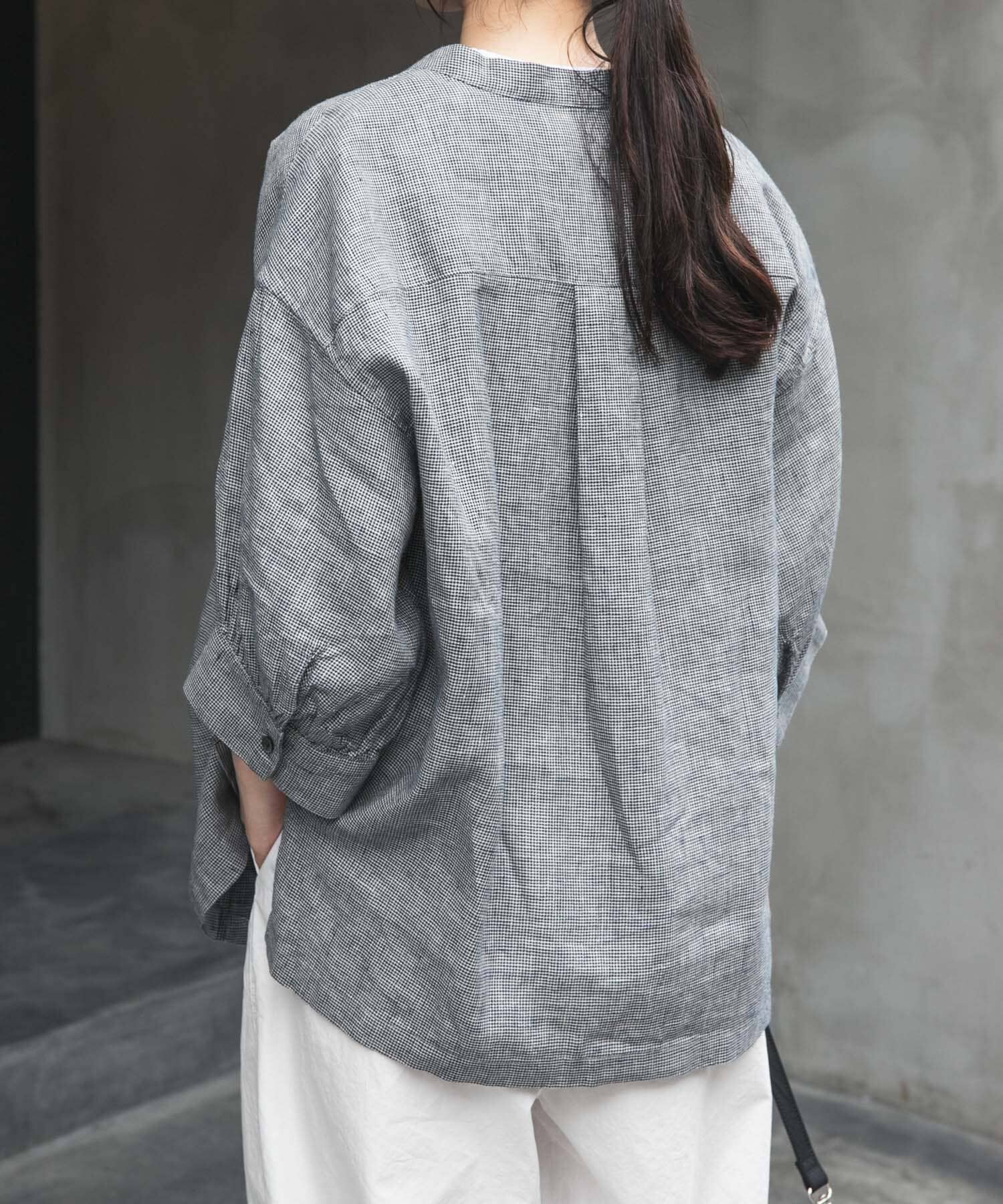 URBAN RESEARCH DOORS「FORK&SPOON　コットンリネンギャザースリーブシャツ」|シャツ・ブラウス|