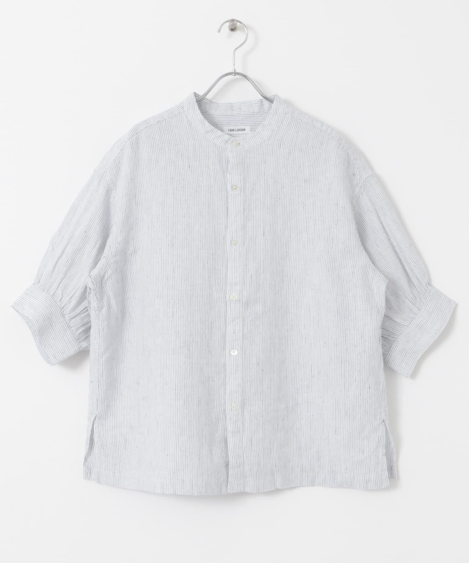 URBAN RESEARCH DOORS「FORK&SPOON　コットンリネンギャザースリーブシャツ」|シャツ・ブラウス|