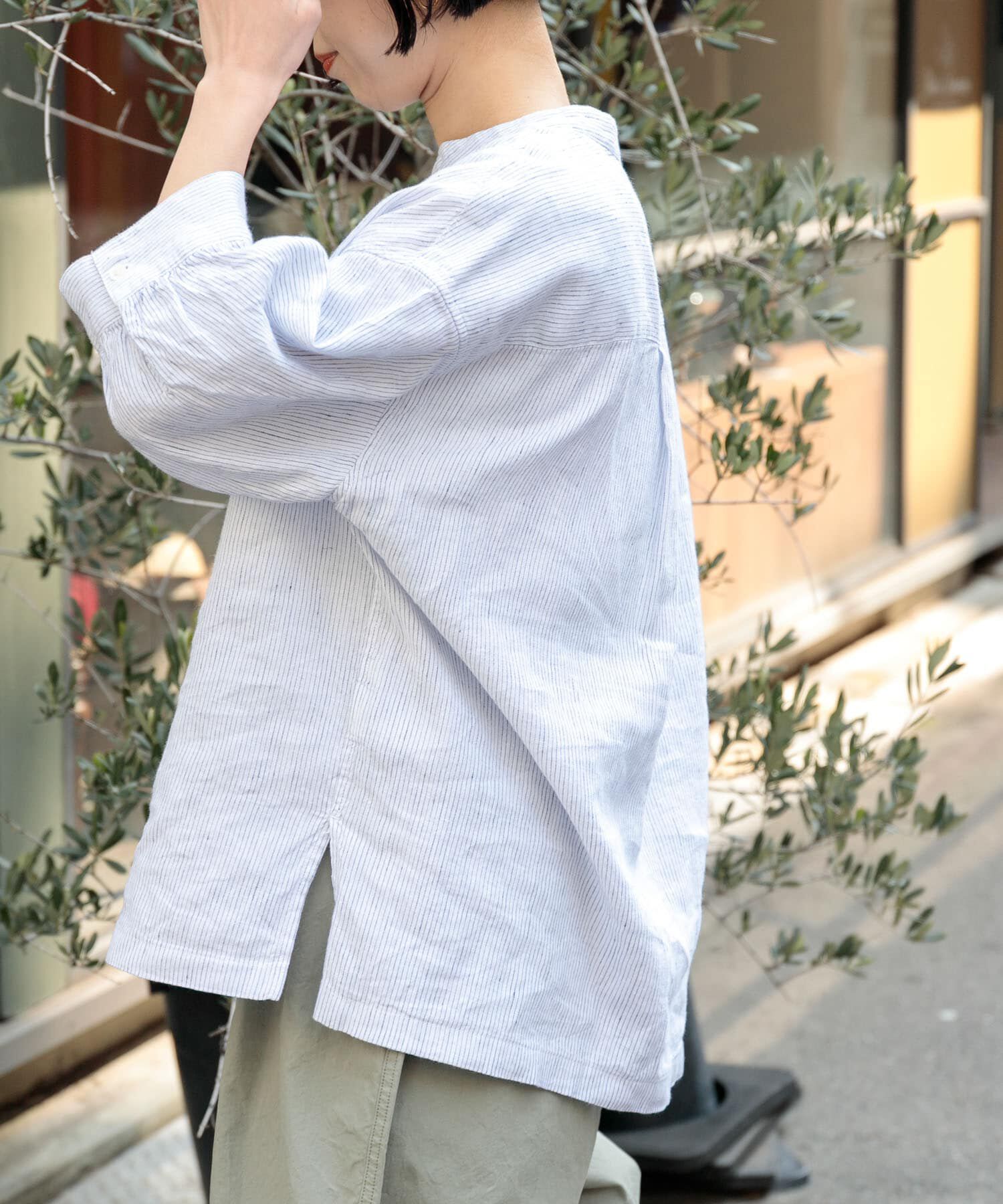 URBAN RESEARCH DOORS「FORK&SPOON　コットンリネンギャザースリーブシャツ」|シャツ・ブラウス|