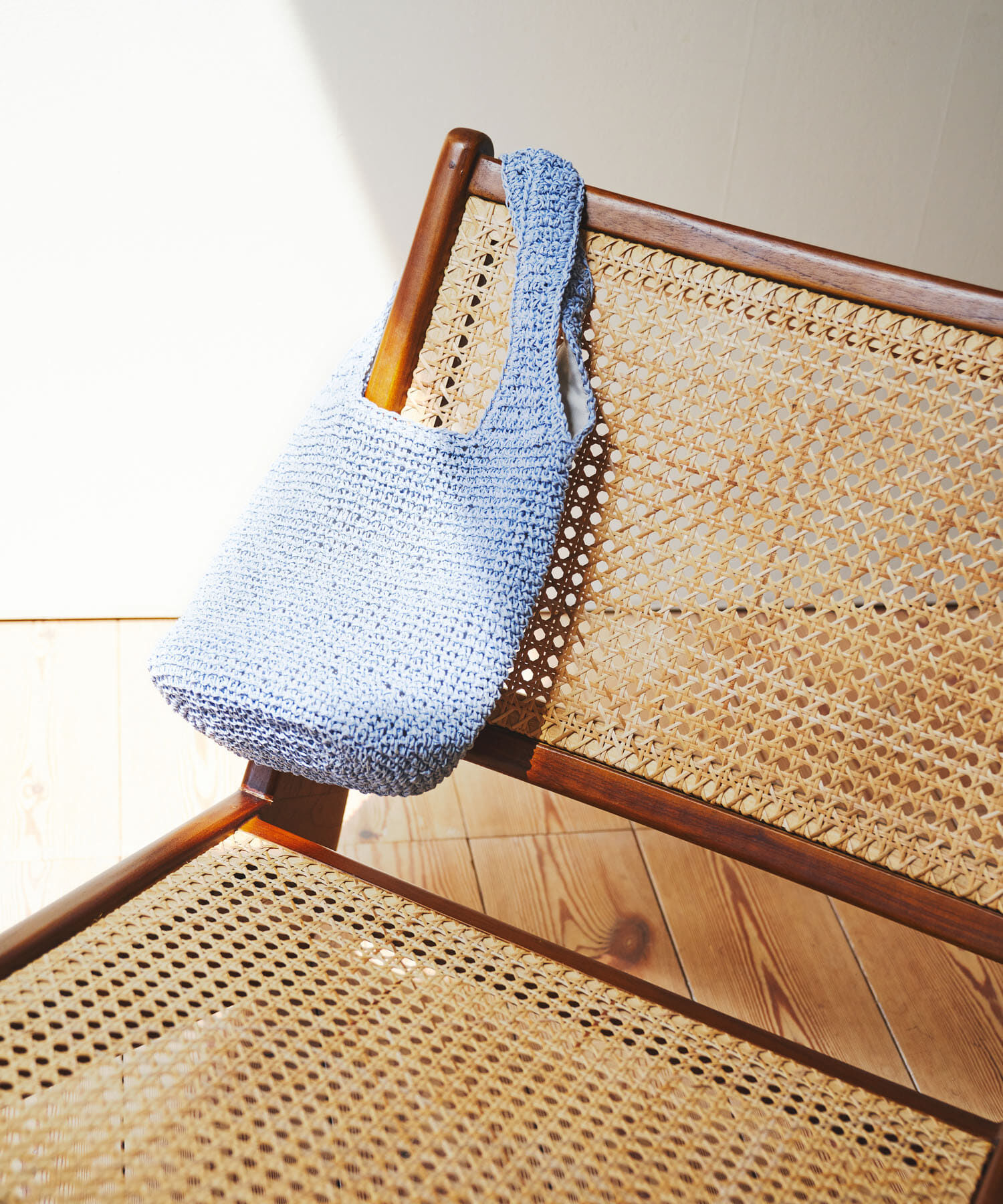 RODE SKO「コマ編みペーパートートバッグ」|トートバッグ|ライトブルー