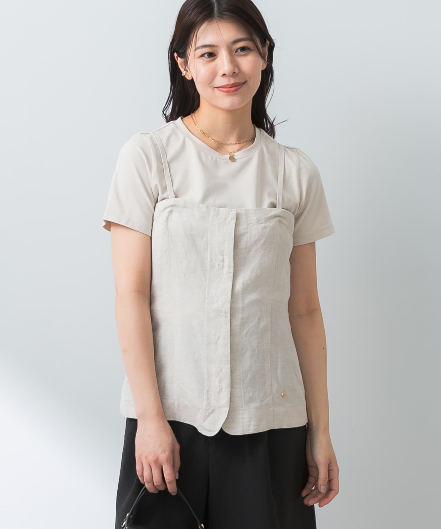 URBAN RESEARCH ROSSO「F by ROSSO　リネン混ビスチェ+半袖Tシャツ」|Tシャツ・カットソー|