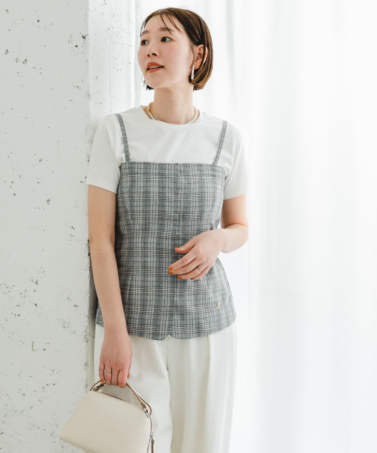 URBAN RESEARCH ROSSO「F by ROSSO　リネン混ビスチェ+半袖Tシャツ」|Tシャツ・カットソー|チェック