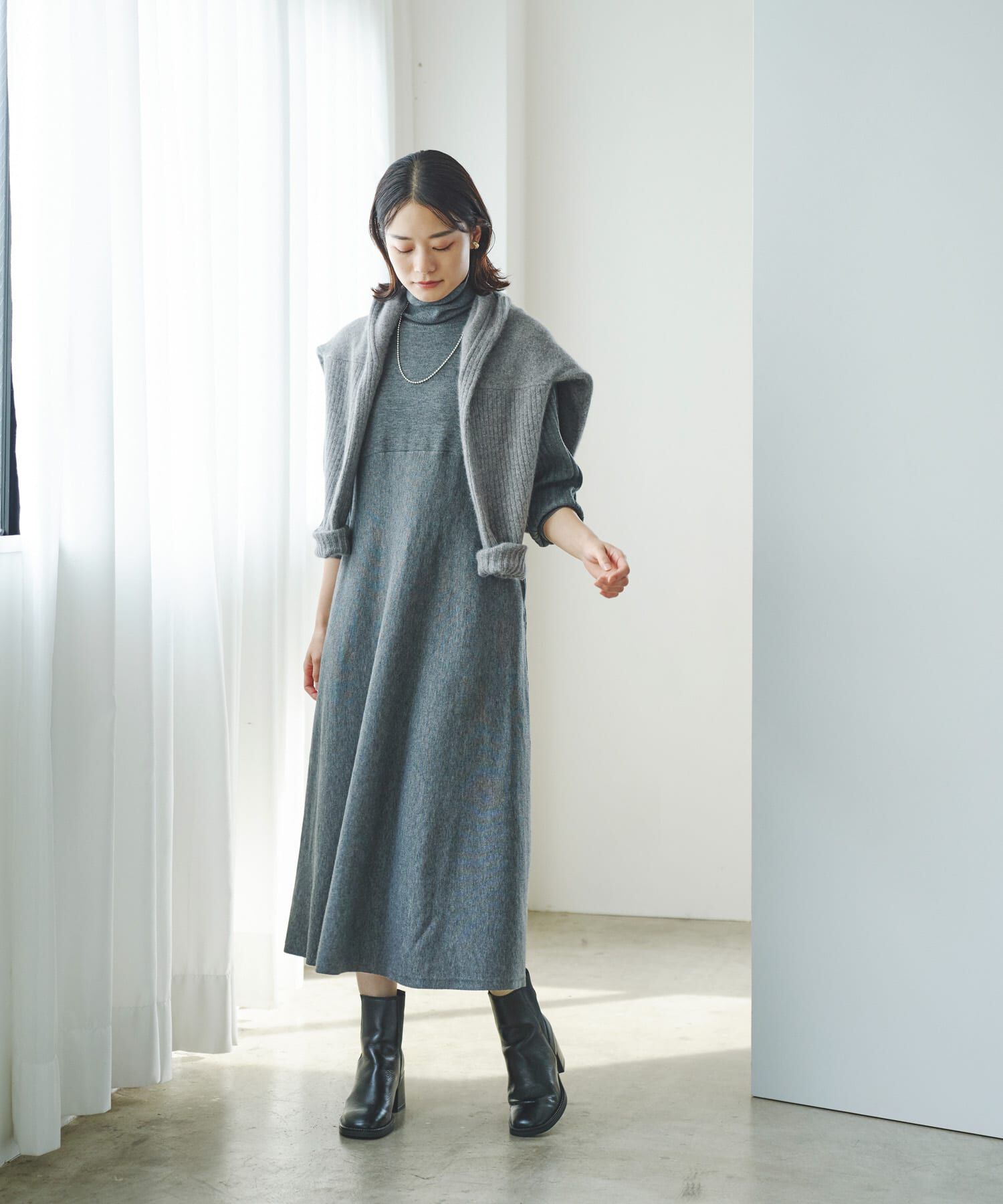 URBAN RESEARCH ROSSO「『WEB限定』『再入荷予定』タートルネックデザインスリーブワンピース」|ワンピース|