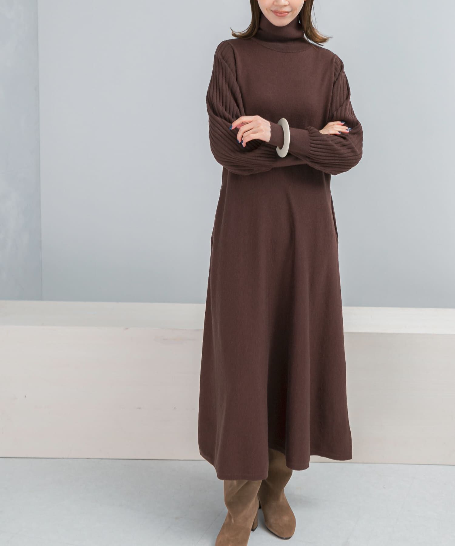 URBAN RESEARCH ROSSO「『WEB限定』『再入荷予定』タートルネックデザインスリーブワンピース」|ワンピース|