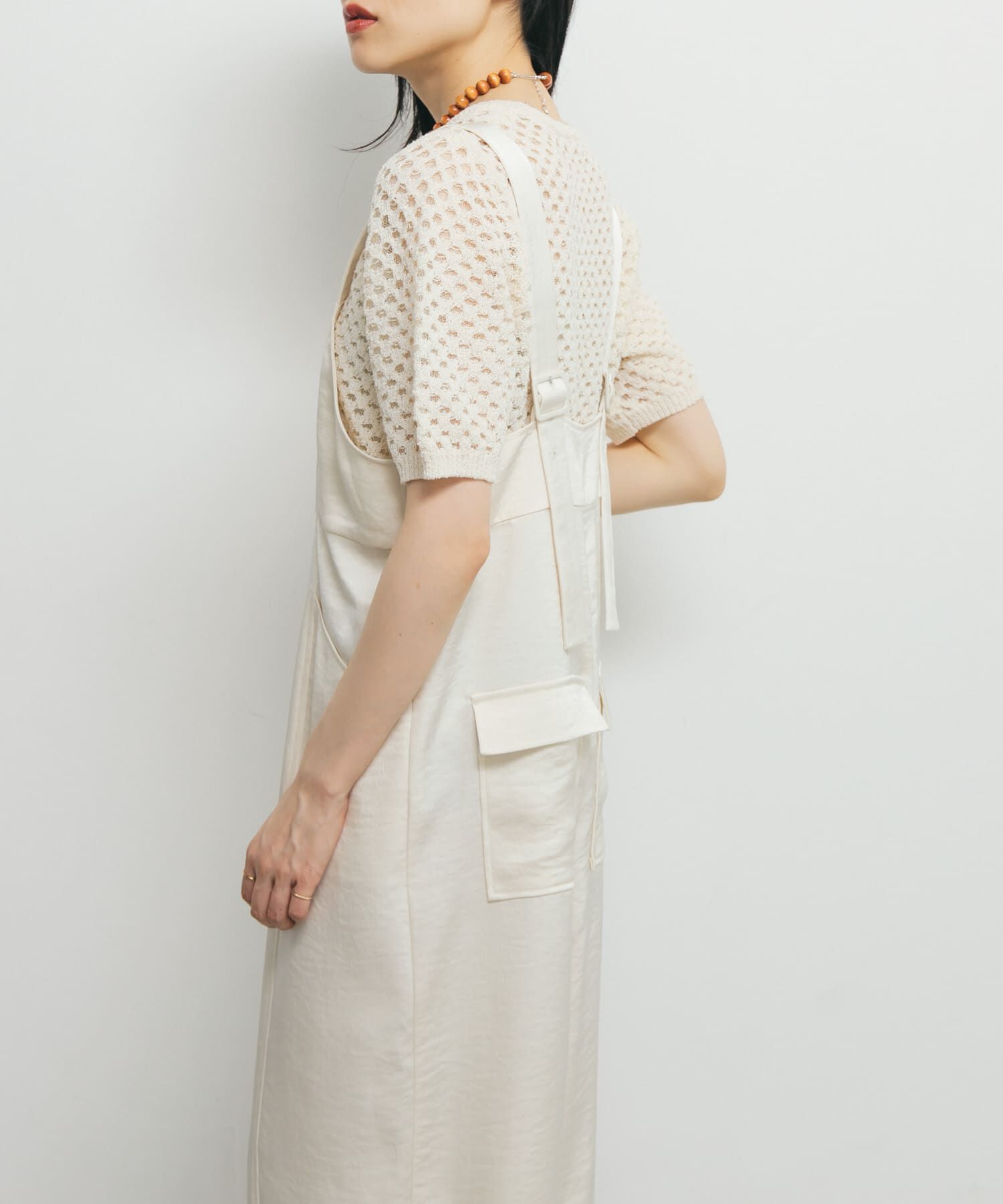  「フロントZIPサテンサロペット」|スカート|