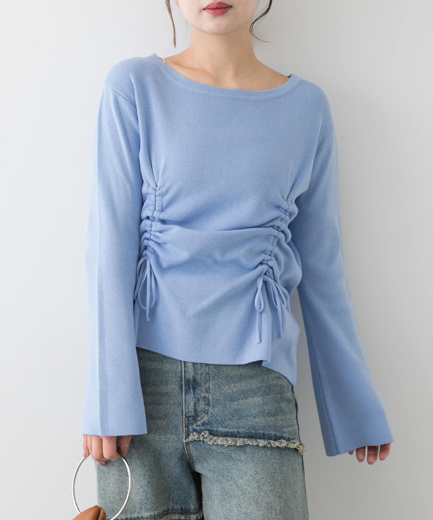 SENSE OF PLACE by URBAN RESEARCH「ボートネックシャーリングセーター」|ニット・セーター|ライトブルー