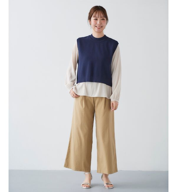 le.coeur blanc「《手洗い可能》ストレッチマリンワイドパンツ」|その他|