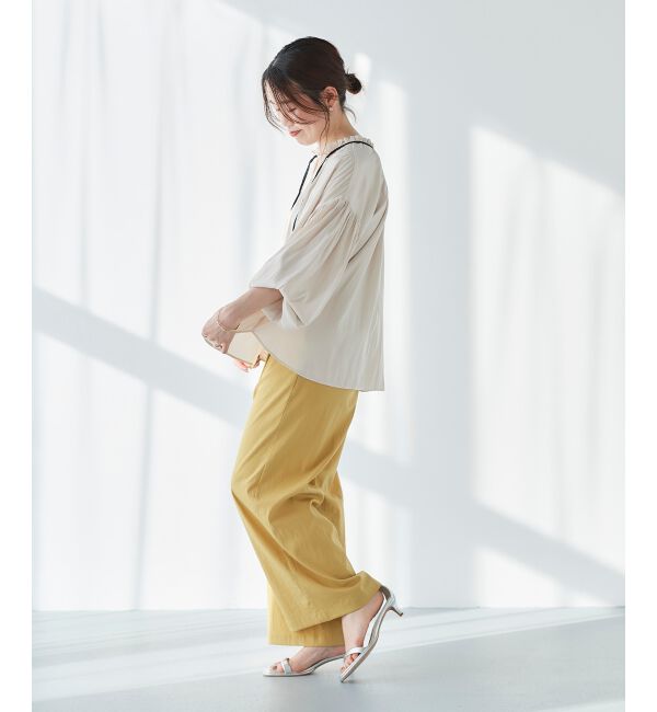 le.coeur blanc「《手洗い可能》ストレッチマリンワイドパンツ」|その他|