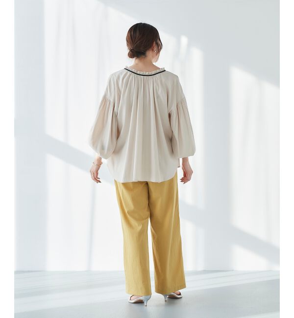 le.coeur blanc「《手洗い可能》ストレッチマリンワイドパンツ」|その他|