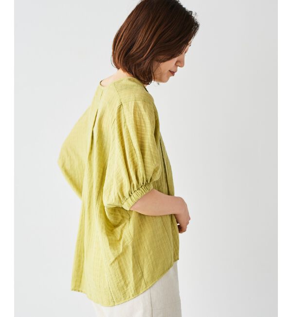 le.coeur blanc「《手洗い可能》シャドーチェックスリーブデザインブラウス」|シャツ・ブラウス|