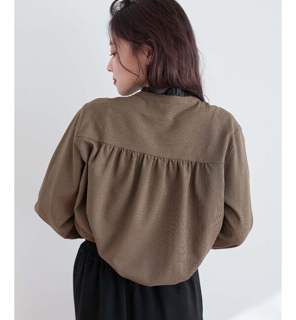 le.coeur blanc「チェック柄オーガンジーフリルネックブラウス」|シャツ・ブラウス|