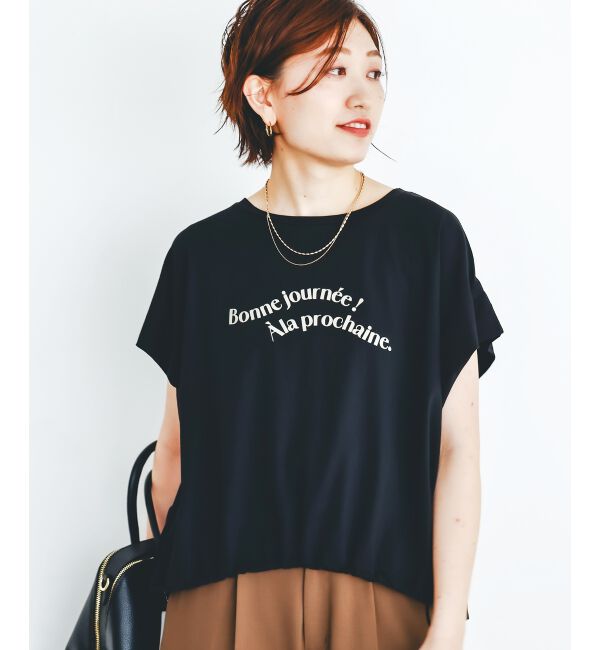  「《手洗い可能》ドロストハクプリントTシャツ」|Tシャツ・カットソー|ブラック