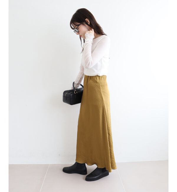  「《手洗い可能》マットサテンナロースカート」|スカート|